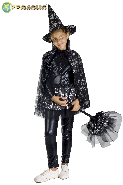 MANTELLO STREGA ARGENTO DI HALLOWEEN BAMBINA